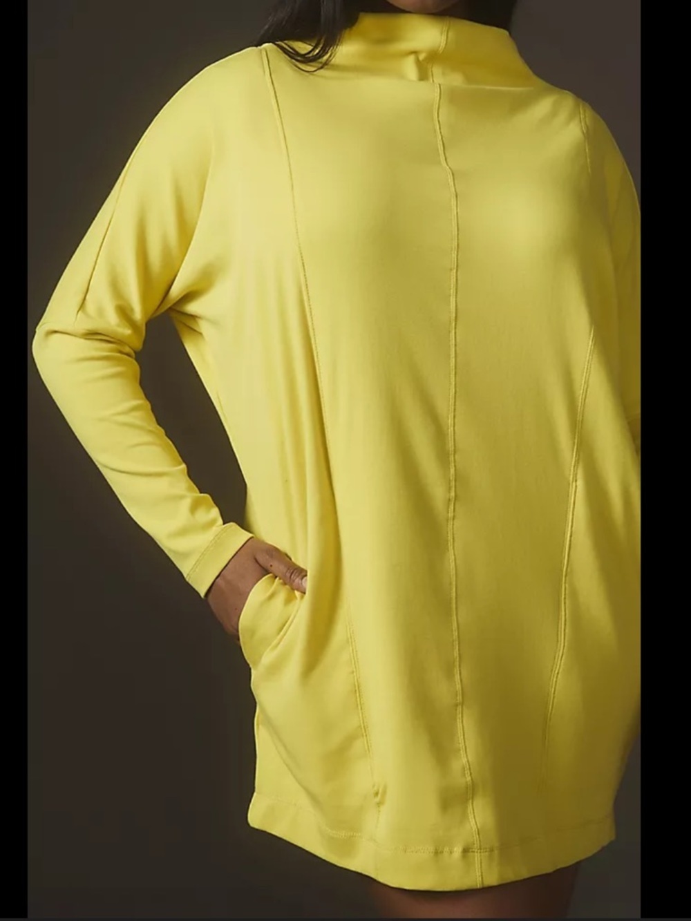 Anthropologie Daily Practice Chartreuse Mock Neck Oversized Tunic Mini Dress Sm